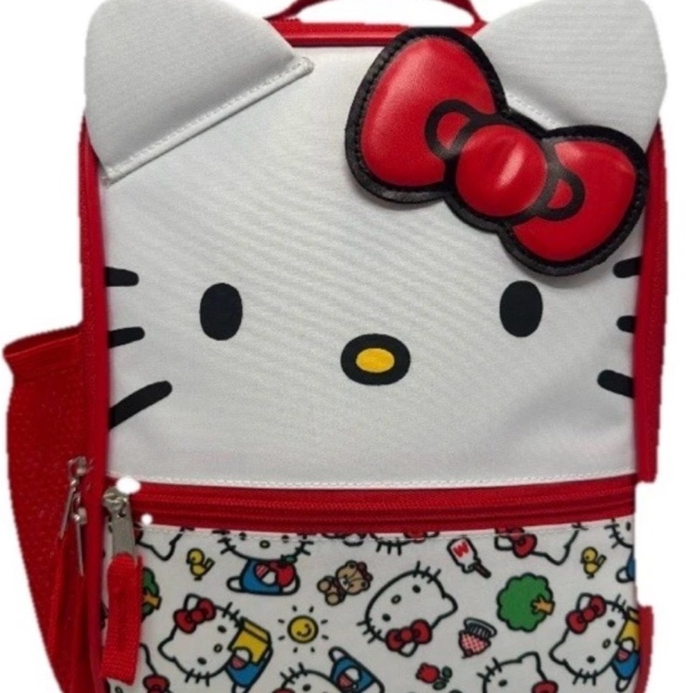 Sanrio Hello Kitty Friends Lunch Tote Water Pouch White Red Bow Pockets NWT
